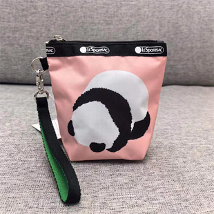 卡通熊猫梯形化妆包收纳包手拿包可爱(包可爱)耳机包小包(包小包)手挽包135