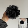 黑色大花朵胸针高质感(高质感)气质缎面布艺花朵胸花超美外套配饰别针夹子