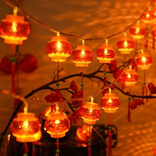 新年装饰水晶红灯笼灯串过年春节大红灯笼挂饰布置中式户外挂灯