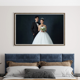 定制婚纱照相框放大挂墙洗照片，加全家福相片打印主床头结婚照制作
