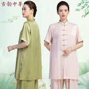 2024太极练功服女夏季太极，服女短袖品牌高端棉绸太极服