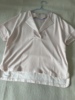 欧单KI 女生夏季樱花粉色V领好版型落肩蝙蝠袖短袖宽松T恤雪纺衫