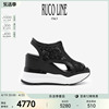 Ruco Line如卡莱黑色蕾丝高跟女士鱼嘴凉鞋10cm跟增高鞋商场同款