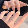 s925银素圈戒指女小众设计皱糖纸，情侣对戒开口食指戒指女素戒指环