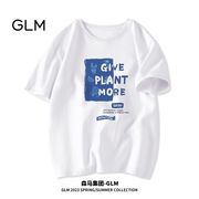 森马集团GLM品牌短袖t恤男ins潮港风纯棉体恤潮流宽松大码五分袖
