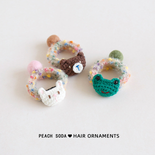 奶芙糖豆 甜美法式毛线发圈可爱小动物发绳橡皮筋扎头发头绳高端