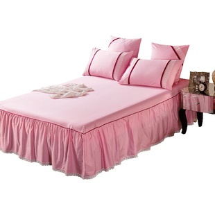 纯棉床裙式床罩单件全棉1.5米1.8m2.0保护床套床单防滑防尘三