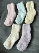 儿童袜子加厚珊瑚绒糖果色睡眠袜中筒秋冬款松口