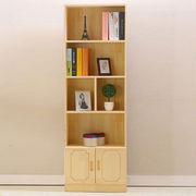 冠发实木书柜书架自由组合简约现代松木书柜子简易书橱带门储物置