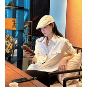美洋meiyang银扣白衬衫舒柔特酷飒工装口袋，夹克外套廓形系列
