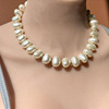 欧美夸张珍珠项链耳环手链，三件套装女简约气质，短款颈链复古锁骨链