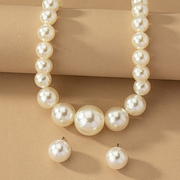 法式复古潮流时尚珍珠项链耳环套装女小众高级感宫廷风耳钉锁骨链