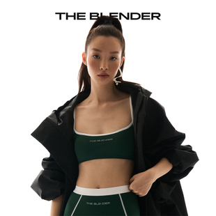 theblender无缝针织春夏复古撞色绿色内衣，性感抹胸吊带背心套装