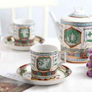 俄罗斯皇家瓷器Lomonosov古罗马艺术咖啡茶杯碟茶壶糖罐套装