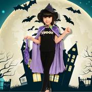 万圣节儿童演出服紫色吸血鬼蝙蝠，表演服cosplay女巫婆披风公主服