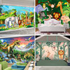 3卡通幼儿园动物乐园世界恐龙，森林壁纸游乐场壁画儿童房背景墙纸