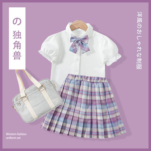 女童jk制服套装连衣裙，2024夏装洋气时髦儿童，小学生学院风裙子