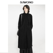 sawong秋冬原创设计日系复古小众个性中长款文艺衬衫风衣男女