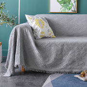 北欧现代简约沙发盖布沙发床垫棉麻全盖单人套罩纯色防尘盖巾线毯