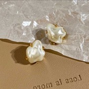 925银针不规则巴洛克珍珠耳环，女轻奢小众设计耳钉高级感气质耳饰