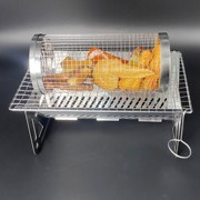 定制304不锈钢网型烧烤笼 户外碳烤架滚动笼烧烤蓝家用小型烧烤炉