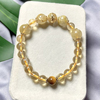 巴西天然金发晶(金发晶)黄水晶，手串黄色水晶珠子，手链女本命年饰品生日礼物