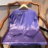 薰衣草 芳华设计新中式复古紫色醋酸斜襟太太服中国风圆领上衣