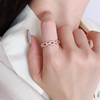 925银大码戒指女胖mm锆石，微镶圆珠花纹法式小众，设计胖手食指指环