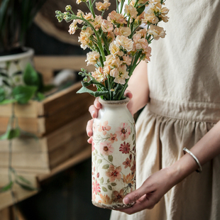 复古仿古田园风陶瓷，小花瓶摆件客厅插花干花，小众高级感创意装饰品
