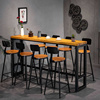 吧台桌家用简约创意现代酒吧餐厅靠墙实木桌椅组合高脚桌长条