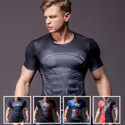 超人毒液蜘蛛侠短袖紧身衣T恤男速干篮球肌肉弹力健身房运动训练