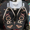 ROXY2024夏季女士点点鞋带黑花底凉拖鞋时尚速干夹脚趾