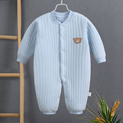 森系婴儿衣服秋冬套装新生儿连体衣，保暖夹棉睡衣，0-1岁男宝宝秋装