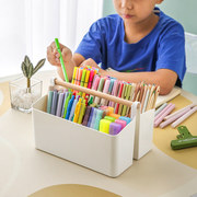 马克笔收纳盒大容量笔筒书桌面儿童画笔水彩笔铅笔文具桶笔架手提