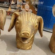 铸铜十二生肖猪头定制铜雕兽首人身工艺品摆件纯铜动物雕塑艺
