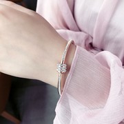 欧美钛钢手镯女玫瑰金镶钻(金镶钻)时尚简约创意手环潮女手链