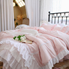 法式韩式公主风蛋糕蕾丝，纯色全棉纯棉床裙式，床上用品被套四件套