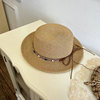 优雅法式草帽女夏季波西米亚沙滩，遮阳帽子出游度假防晒平顶太阳帽
