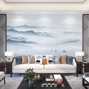 2024年新中式山水电视背景墙壁纸，客厅墙纸影视墙，墙布定制壁画