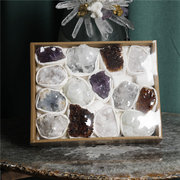 大盒混色水晶簇矿石天然水晶晶，簇摆件矿物礼盒装收藏