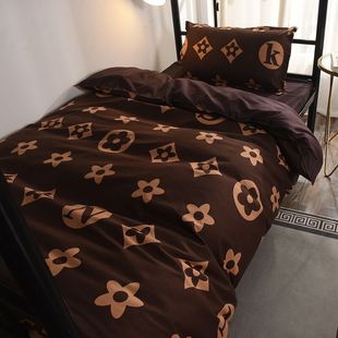 ins北欧风潮牌床上用品被套，四件套1.8m网红款宿舍单人床单三件套4