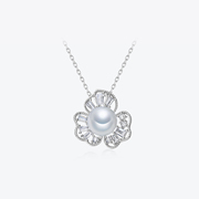MEluxe美奈S925银南洋澳白珍珠吊坠花朵海水珍珠项链母亲节礼物
