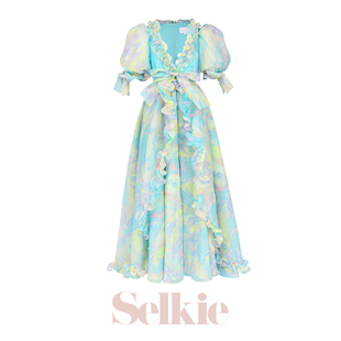 selkie彩色抽象风格，印花童话婚，纱裙在逃公主礼服裙