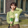 艺野系小个子短款绿色针织毛衣开衫外套女春秋设计感甜美清新森系