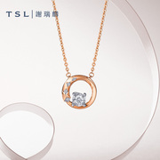 TSL谢瑞麟流星系列18K金钻石项链几何圆形锁骨链女士BD354