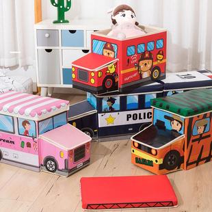 儿童玩具汽车收纳凳，衣服整理箱卡通，储物筐可折叠收纳箱欧美款