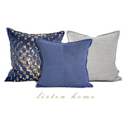 北欧轻奢风蓝色抱枕组合现代简约客厅沙发抱枕靠垫时尚样板间靠枕