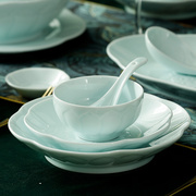 景德镇釉下彩青瓷碗盘家用组合菜盘子菜碟米饭碗面碗高温陶瓷餐具