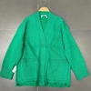 超爱的绿色羊毛开衫美单春秋冬长袖通勤直筒宽松大码口袋毛衣外套