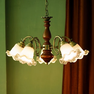 美式乡村复古田园vintage法式玻璃，客厅卧室餐厅欧式中古实木吊灯